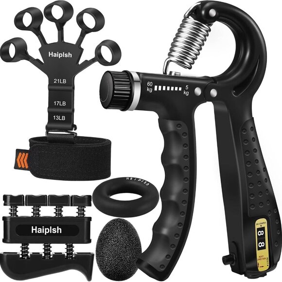 Grip Strength Trainer Kit 5 Pack with Finger Exerciser, Hand Grip Strengthener, - Picture 1 of 8